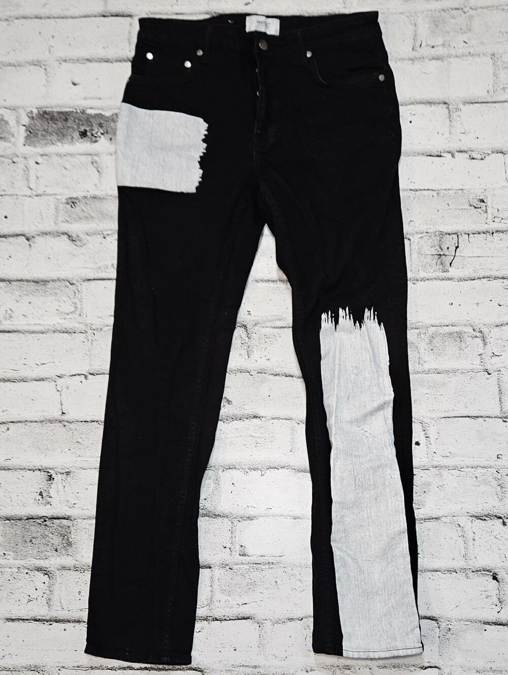 WeSC Bob Black Paint Splatter Skinny Jeans W31 L32 Streetwear